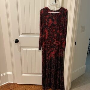 Soft Surroundings Elegant Red and Black Floral Dress
